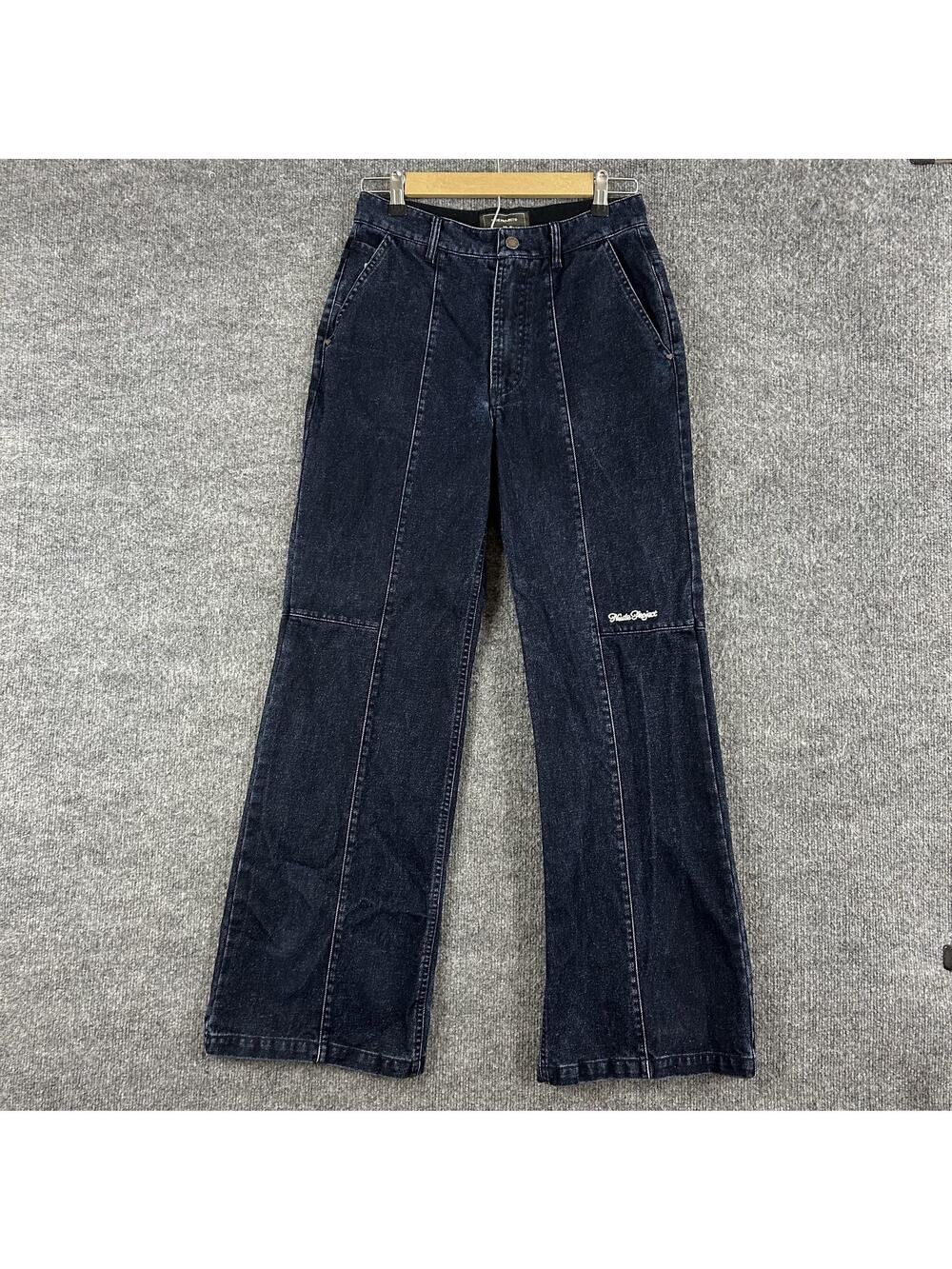Nude Project Jeans XS Wide Leg Dark Wash Embroidered Denim Blue Streetwear